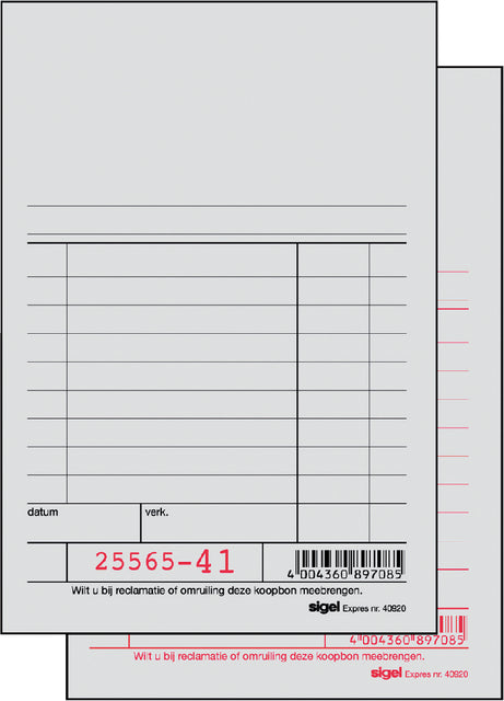 Kassablok Expres SI-40920 150x100mm 50x2vel (per 10 stuks)