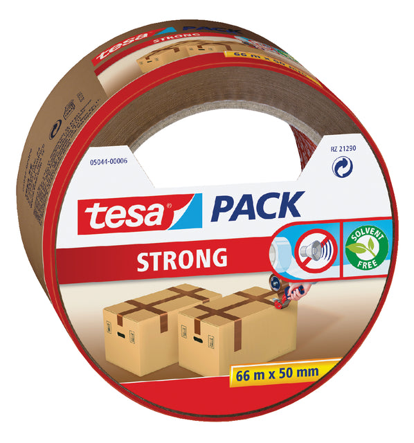 Verpakkingstape Tesa 50mmx66m bruin blister PP (per 6 stuks)