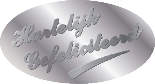 Etiket Haza hartelijk gefeliciteerd zilver