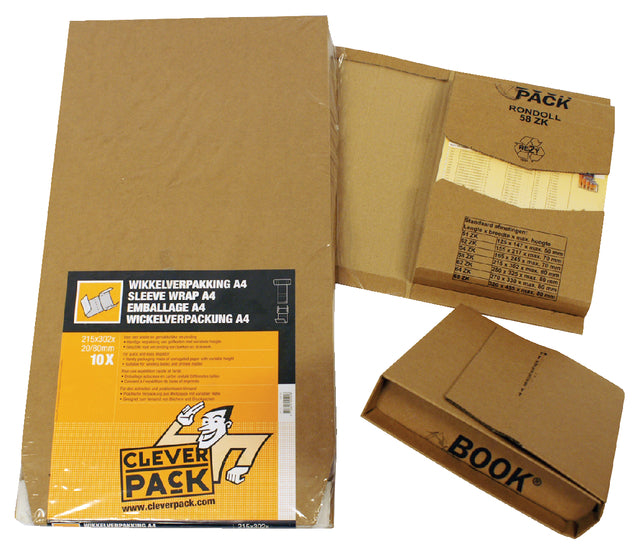 Wikkelverpakking CleverPack cd +zelfkl strip bruin 10stuks