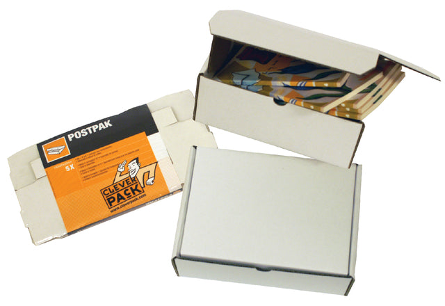 Postpakket CleverPack golfkarton 330x300x80mm wit 5stuks