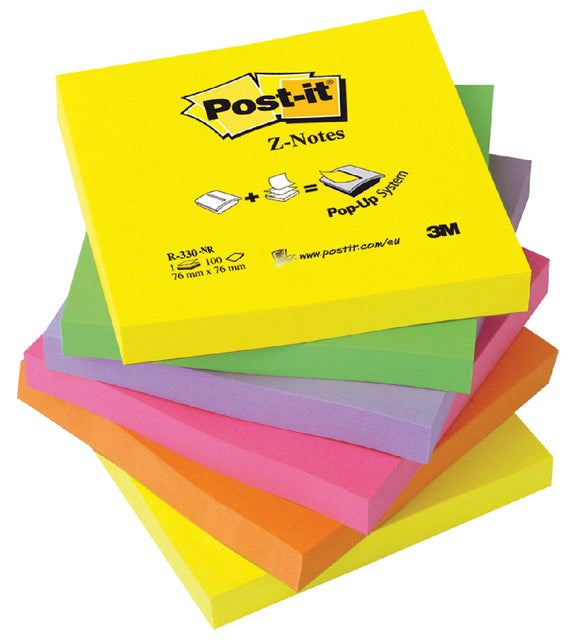 Memoblok 3M Post-it Z-Note R330 76x76mm neon rainbow