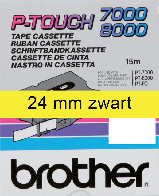 Labeltape Brother P-touch TX-651 24mm zwart op geel