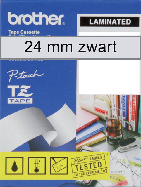 Labeltape Brother P-touch TZE-151 24mm zwart op transparant