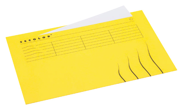 Vouwmap Secolor Folio ongelijk 225gr geel (per 25 stuks)
