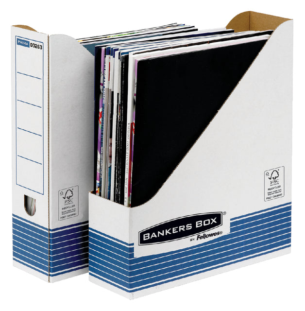 Tijdschriftcassette Bankers Box System A4  wit blauw (per 10 stuks)