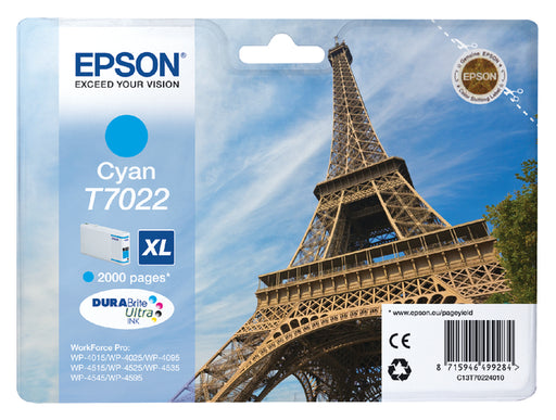 Inktcartridge Epson T7022 blauw HC