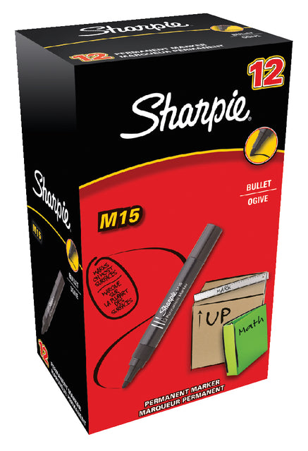 Viltstift Sharpie M15 rond zwart 1.8mm (per 12 stuks)