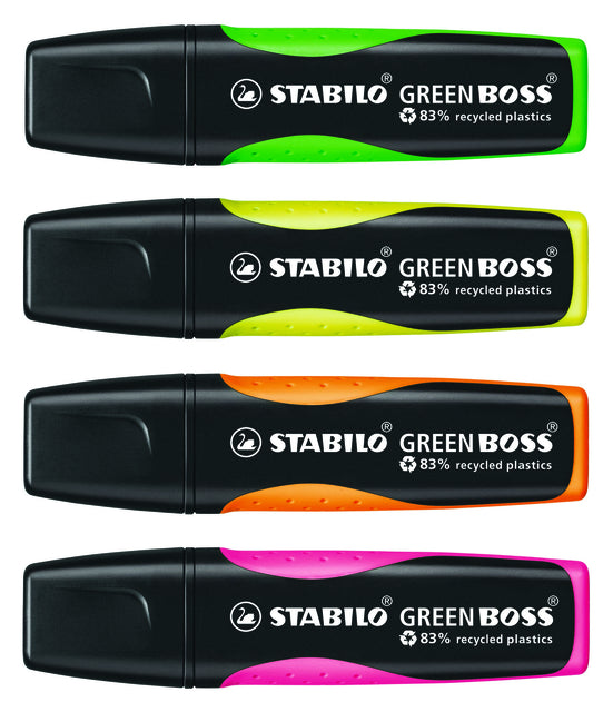 Markeerstift STABILO Green Boss 6070/4 etui à 4 kleuren