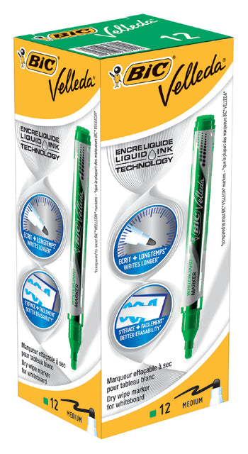 Viltstift Bic Liquid whiteboard rond groen medium (per 12 stuks)
