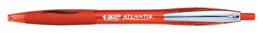 Balpen Bic Atlantis soft metalen clip 1.0mm rood (per 12 stuks)