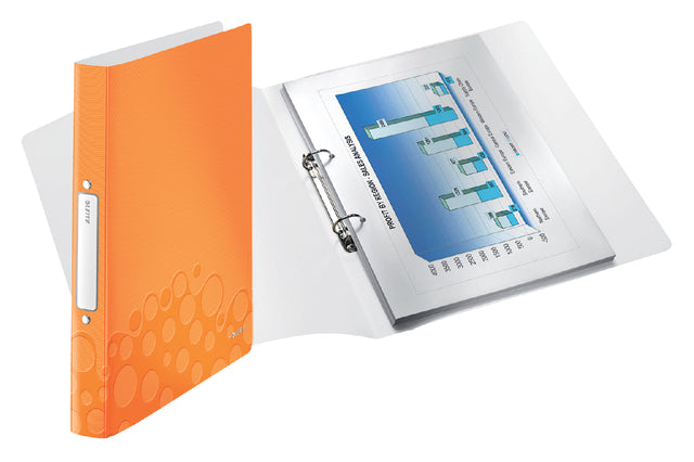 Ringband Leitz WOW A4 2-rings O-mech 25mm PP oranje (per 10 stuks)
