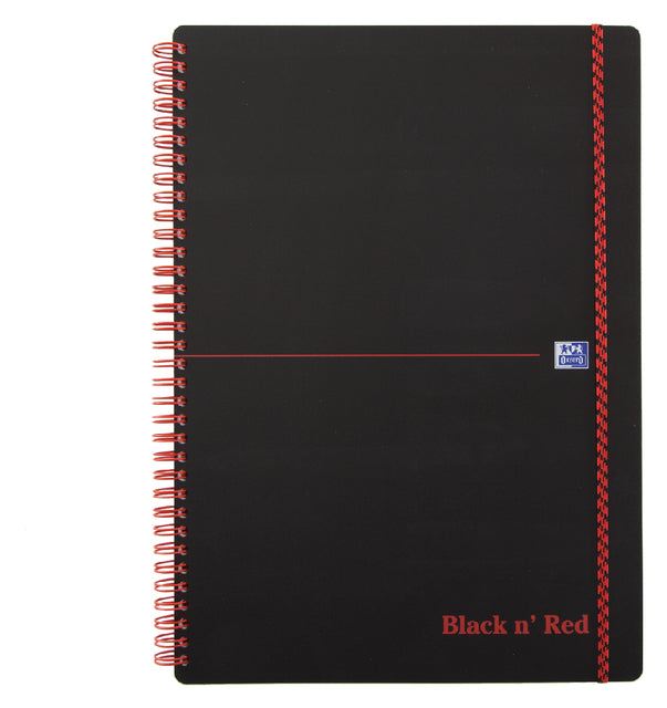 Notitieboek Oxford Black n' Red A4 PP 70vel lijn zwart