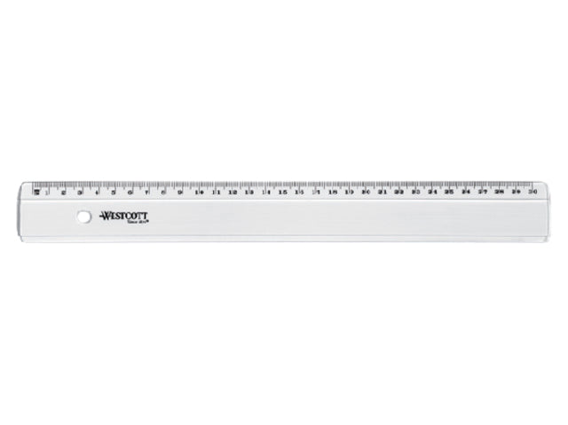 Liniaal Westcott basic kunststof 300mm transparant (per 20 stuks)