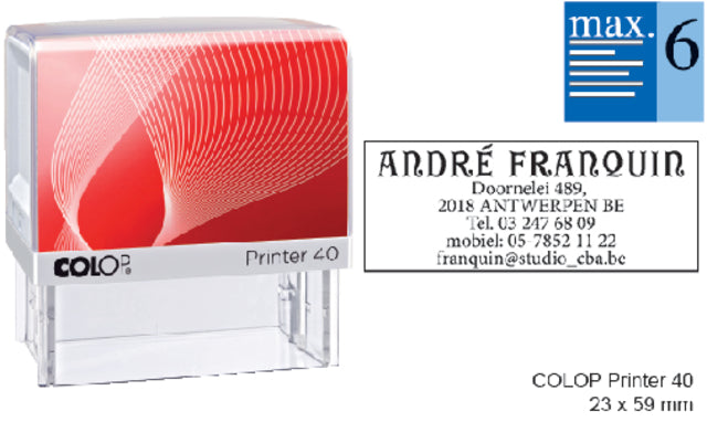 Tekststempel Colop Printer 40 personaliseerbaar 6regels 59x23mm