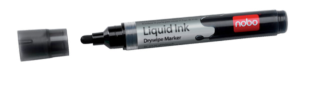 Viltstift Nobo whiteboard Liquid ink drymarker zwart 3mm 2st