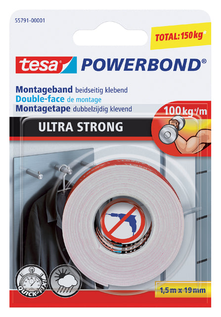 Powerbond dubbelzijdige plakband Tesa ultra 19mmx1.5m
