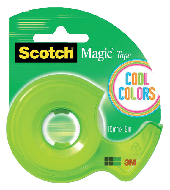 Plakband Scotch 810 19mmx19m onzichtbaar + afroller in Cool Colors (per 24 stuks)