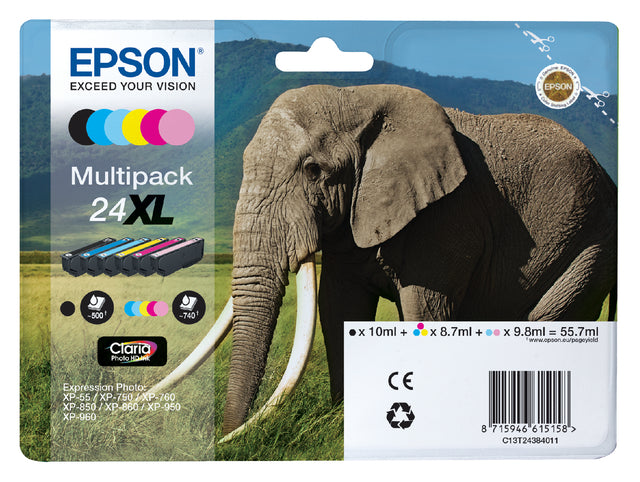 Inktcartridge Epson 24XL T2438  zwart + 5 kleuren HD