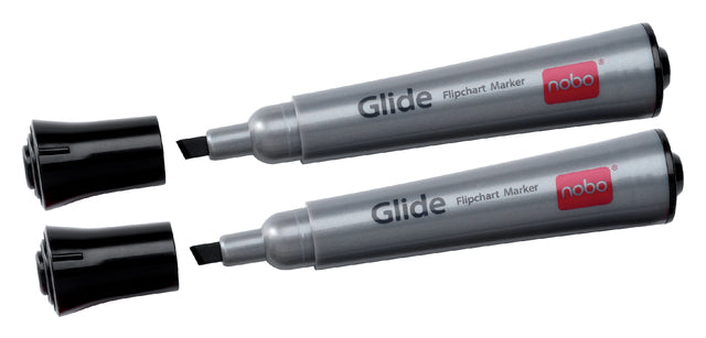 Viltstift Nobo whiteboard Glide rond zwart 3mm blister à 2st