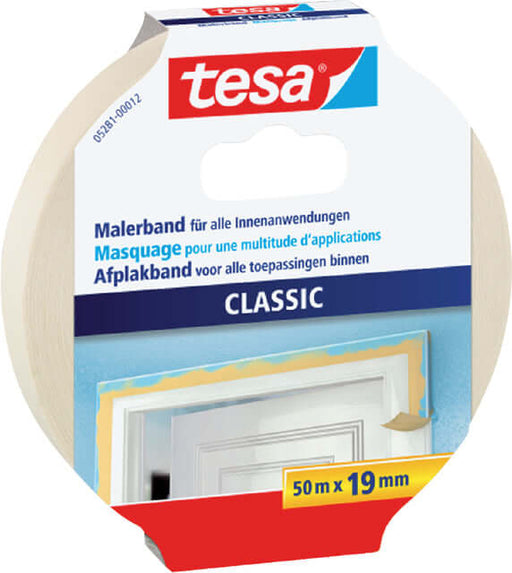 Afplaktape Tesa Classic 19mmx50m creme (per 16 stuks)