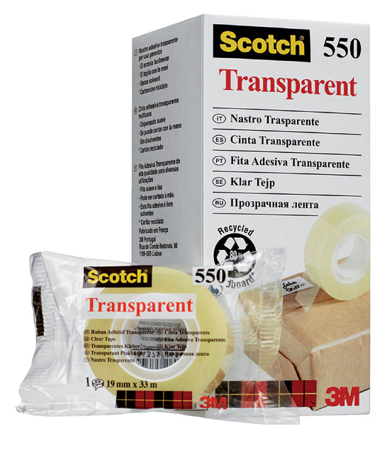 Plakband Scotch 550 19mmx33m transparant (per 8 stuks)