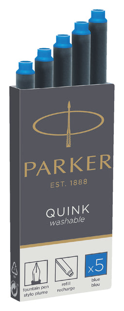 Inktpatroon Parker Quink uitwasbaar Koningsblauw