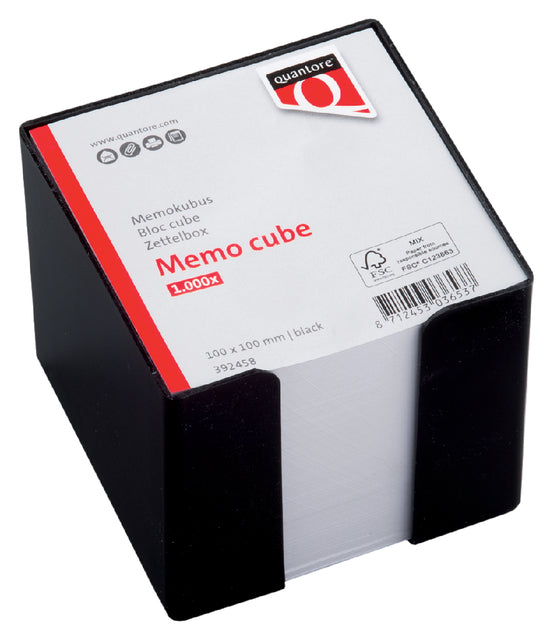 Memokubus Quantore 10x10x9cm zwart met 900vel