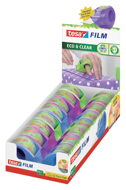 Plakbandhouder Tesa Eco mini roller met tape (per 16 stuks)
