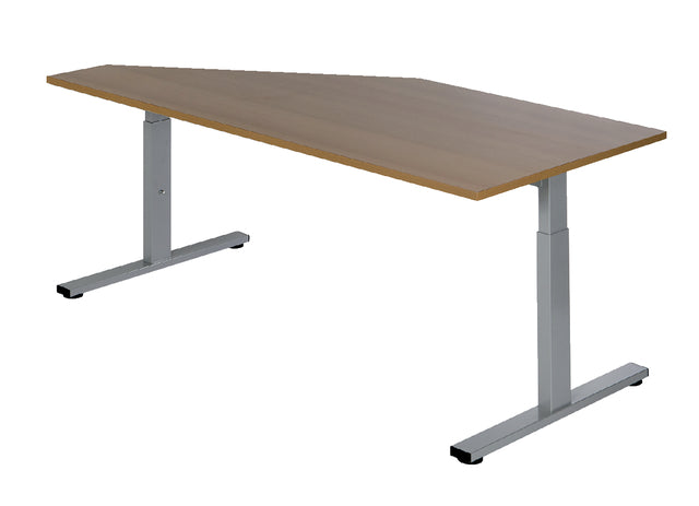 Bureau NPO Pro-Fit instelbaar 160x80cm alu frame noten blad