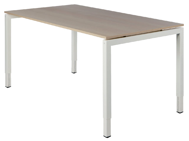 Bureau NPO Fyra instelbaar 120x80cm wit frame eiken blad