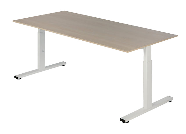 Bureau NPO Pro-Fit instelbaar 180x80cm wit frame eiken blad