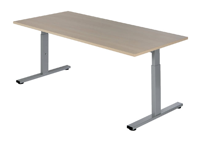 Bureau NPO Pro-Fit vast 180x80cm alu frame eiken blad