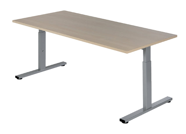 Bureau NPO Pro-Fit instelbaar 200x100cm alu frame eiken blad