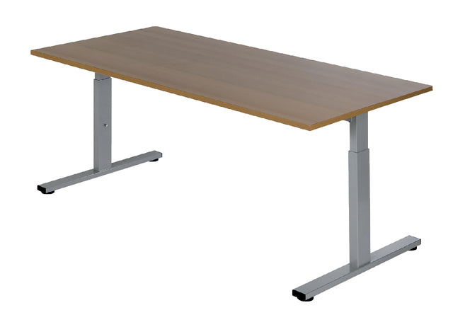 Bureau NPO Pro-Fit instelbaar 200x100cm alu frame noten blad