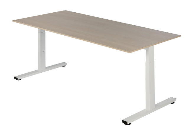 Bureau NPO Pro-Fit instelbaar 200x100cm wit frame eiken blad
