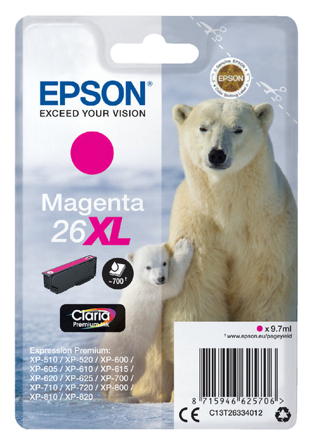 Inktcartridge Epson 26XL T2633 rood HC