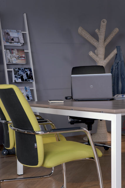 Bureau NPO Fyra vaste hoogte 120x80cm wit frame noten blad