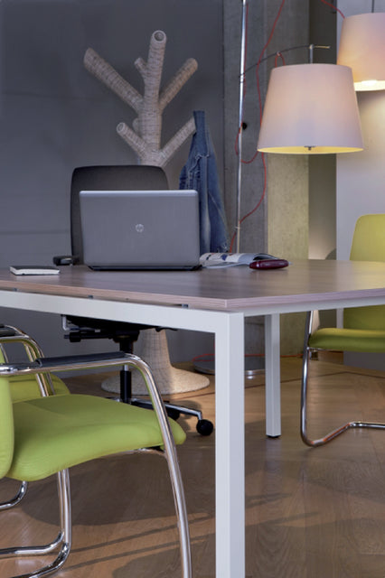 Bureau NPO Fyra vaste hoogte 120x80cm wit frame noten blad