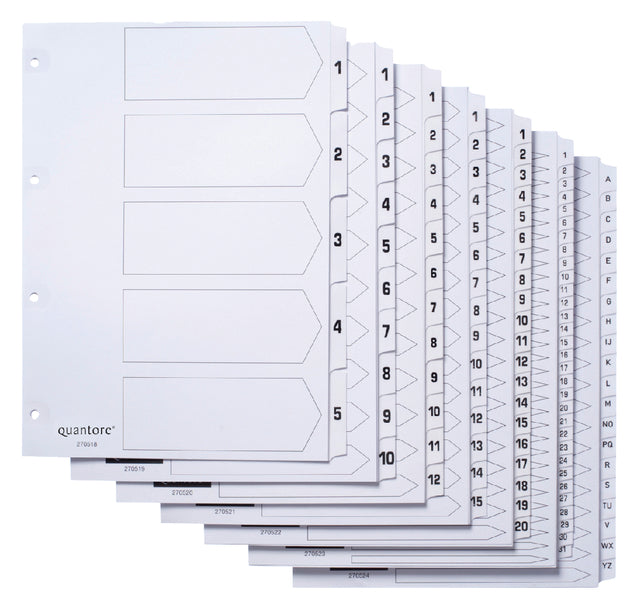 Tabbladen Quantore 4-gaats 1-15 genummerd wit karton