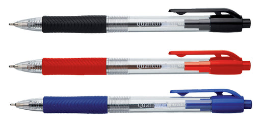 Balpen Quantore Grip drukknop rood medium (per 12 stuks)