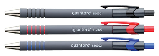Balpen Quantore rubbergrip drukknop zwart medium (per 12 stuks)