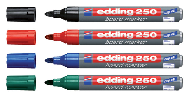 Viltstift edding 250 whiteboard rond ass 1.5-3mm etui à 4st