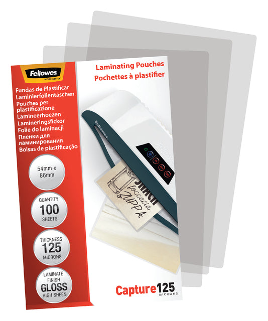 Lamineerhoes Fellowes 54x86mm 2x125micron 100stuks