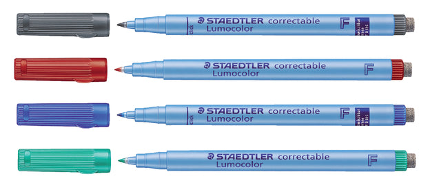 Viltstift Staedtler Lumocolor 305 non permanent correctable F blauw (per 10 stuks)