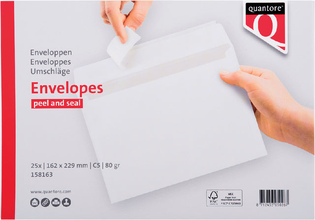 Envelop Quantore bank C5 162x229mm zelfklevend wit 25stuks