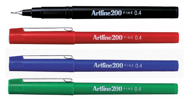 Fineliner Artline 200 rond 0.4mm rood (per 12 stuks)