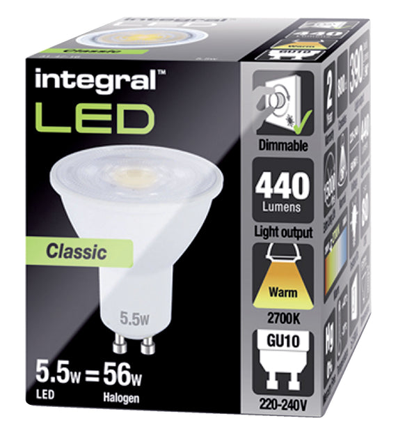 Ledlamp Integral GU10 5,5W 2700K warm licht 440lumen