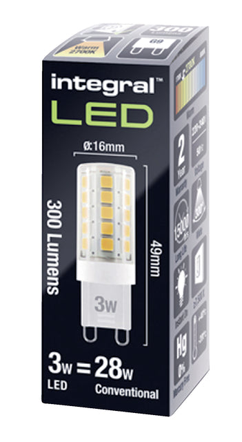 Ledlamp Integral G9 3W 2700K warm licht 300lumen