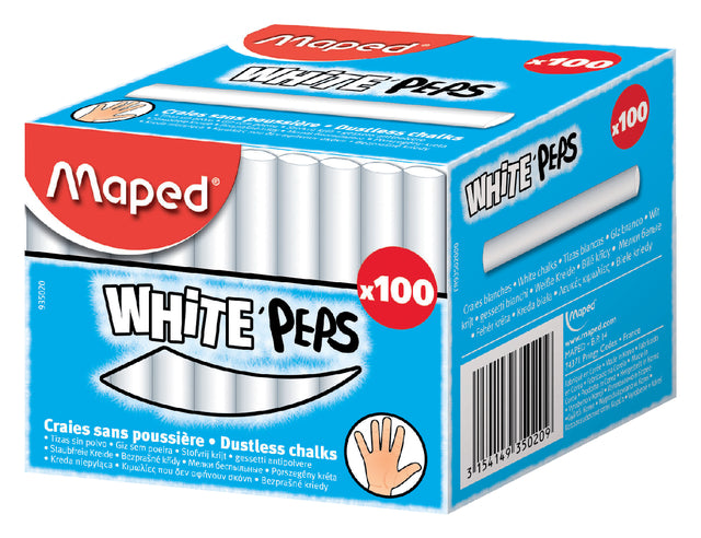Schoolbordkrijt Maped Color'Peps wit stofvrij
